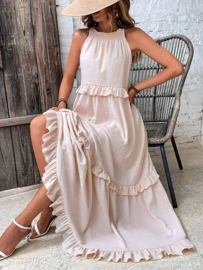 Hayley – Elegantes ärmelloses Kleid Mit Rüschen