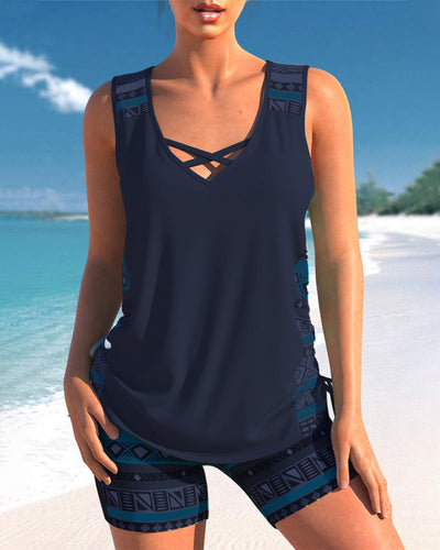 Helena - Tankini mit geometrischem Muster und V-Ausschnitt