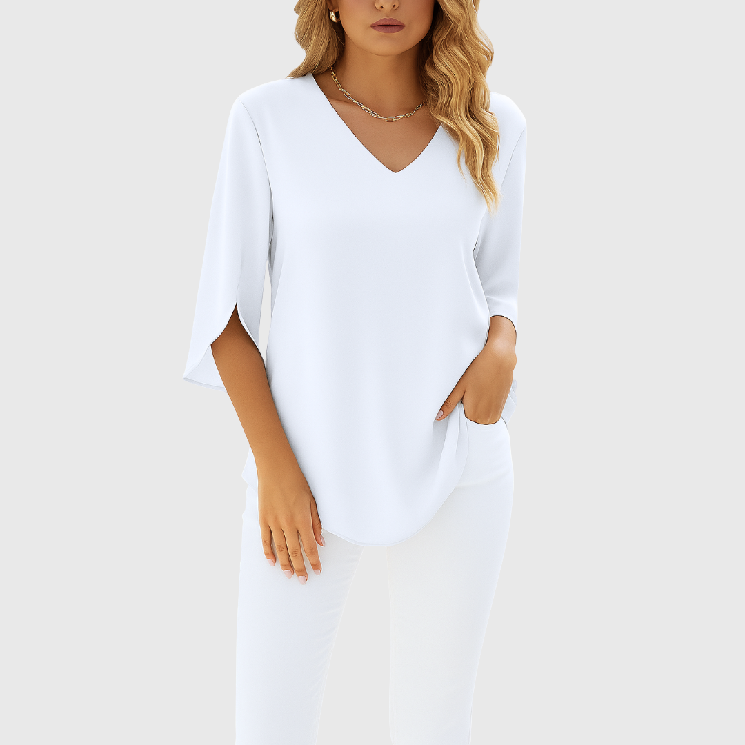 Hazel | Bluse mit Leinen-Look