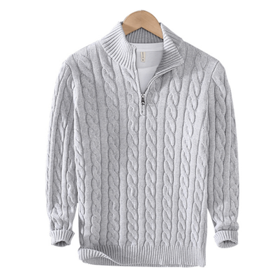 Wesley | Herren Strickpullover mit Zipper | Kabelstrick Textur in Solider Farbe