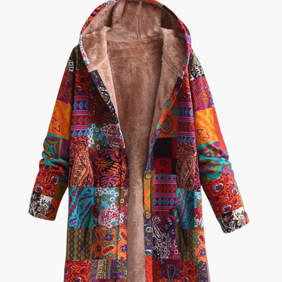 Damen jacke mit Kapuze und bedruckter Oberfläche