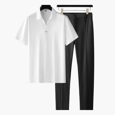 Herren Sommer-Zweiteiler mit Kurzarmhemd und Slim-Fit-Hose