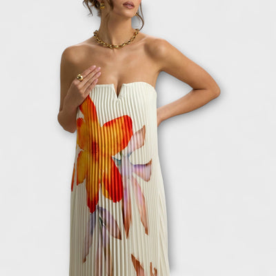 Michelle - Sweetheart Maxi Kleid in Orange Floral