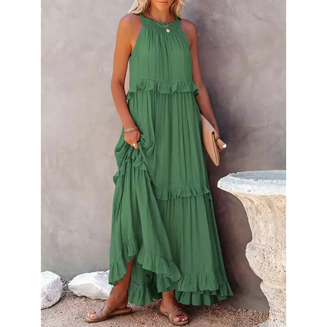 Damen Sommer Maxikleid mit Neckholder | Maxi