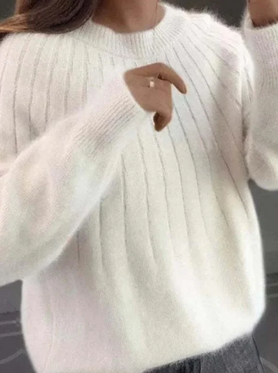 Damen Kaschmirpullover Mit Flauschigem Strickdesign