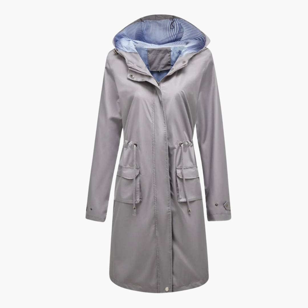 Damen Trenchcoat mit Kapuze und Fronttaschen