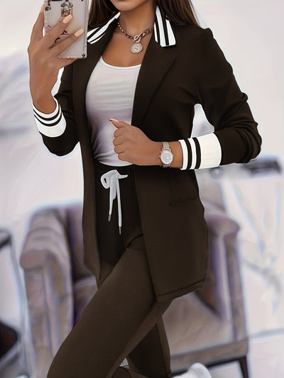 Ingelore - Modischer Gestreifter Zweiteiler Im Satz