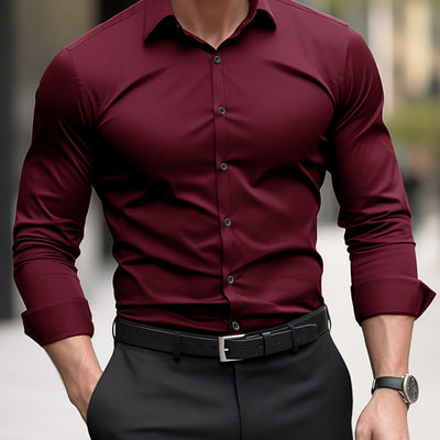 Herren Slim Fit Hemd Mit Langem Ärmel
