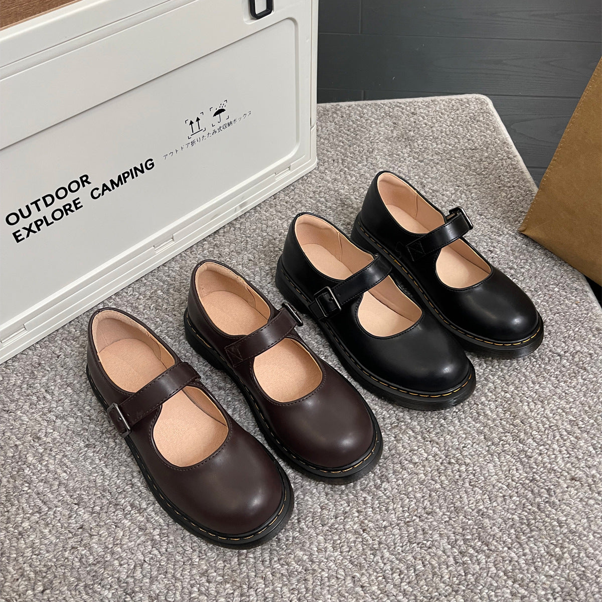 Damen Mary Jane Retro Schuhe Mit Niedrigem Absatz