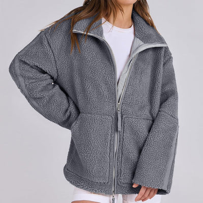 Damen Teddyjacke Mit Reißverschluss Für Winter Und Herbst