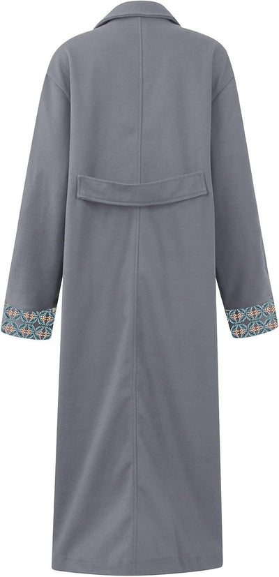 Damen Langer Mantel Mit Blumenmuster