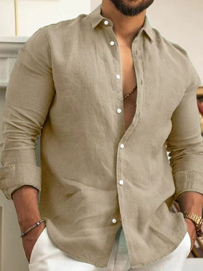 Sahari – Leichtes Leinenhemd für Herren mit offener Kragen
