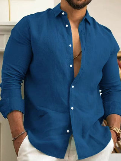 Sahari – Leichtes Leinenhemd für Herren mit offener Kragen