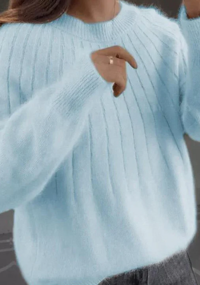 Damen Kaschmirpullover Mit Flauschigem Strickdesign