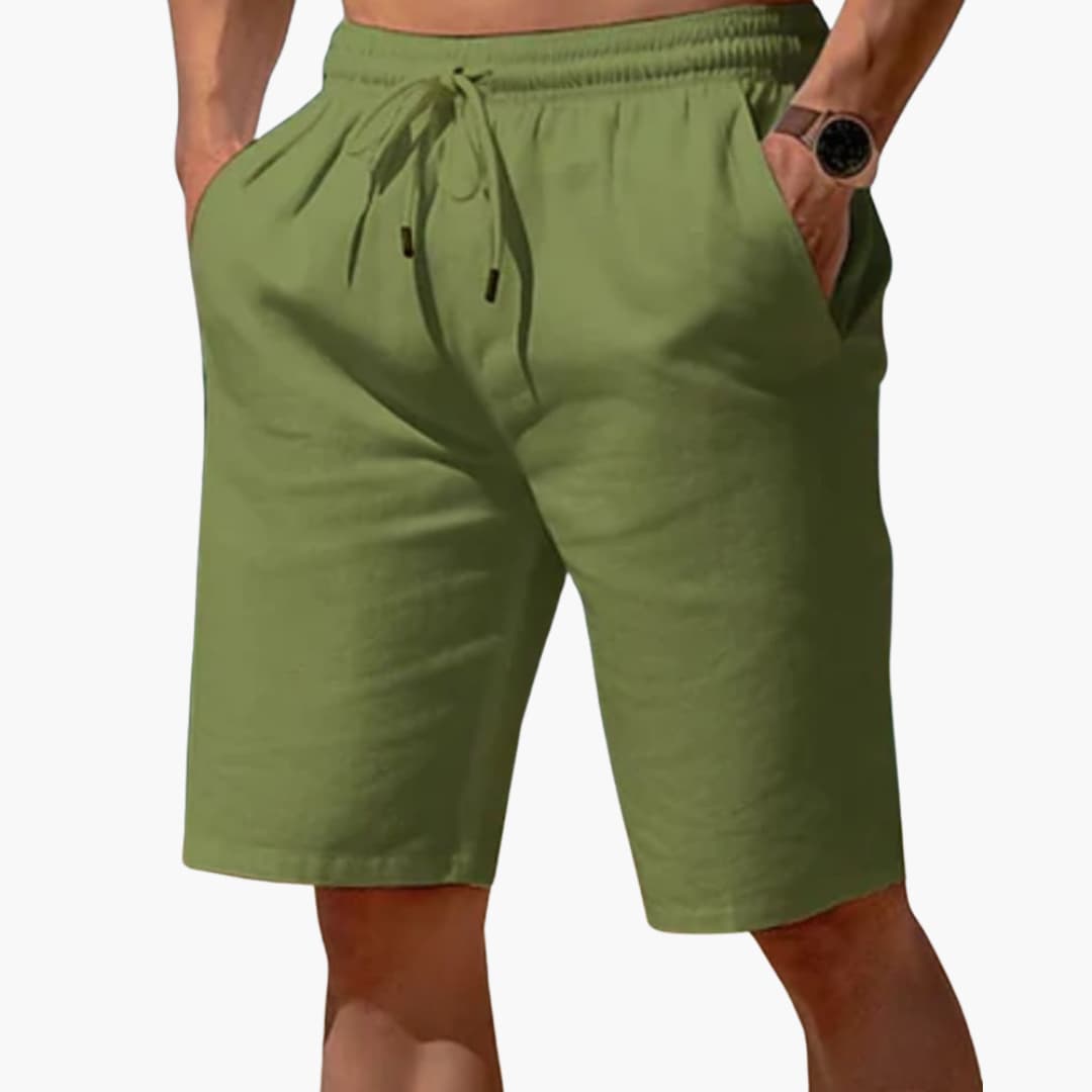 Herren Leinen Sommer Shorts mit Kordelzug und Taschen