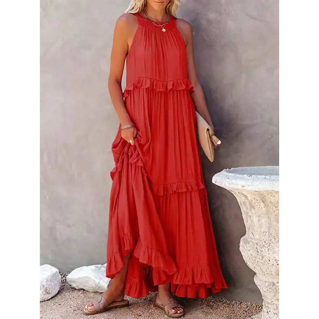 Damen Sommer Maxikleid mit Neckholder | Maxi