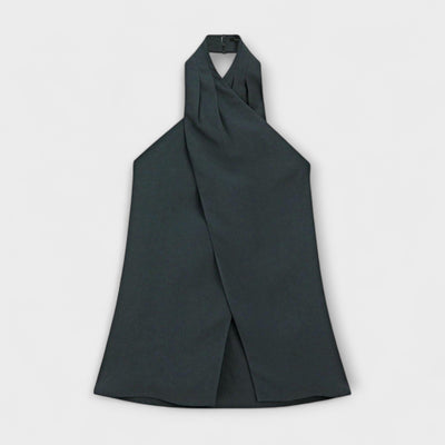 Leah - Blauer Halter Neck Top mit Rückenausschnitt