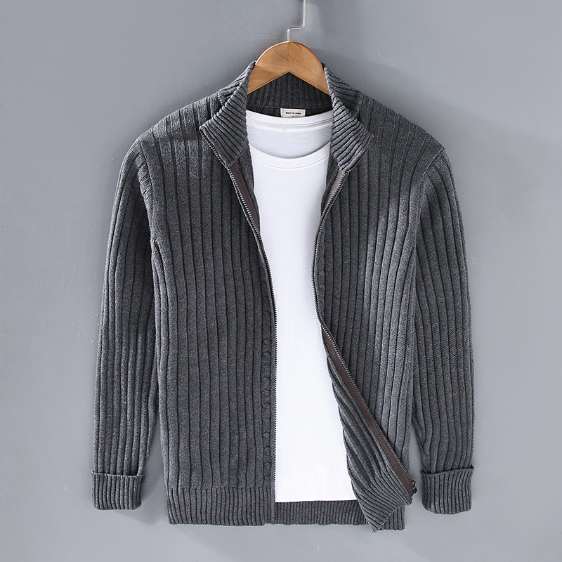 William | Herren Strickjacke mit Reißverschluss | Geripptes Design für Alltag & Freizeit