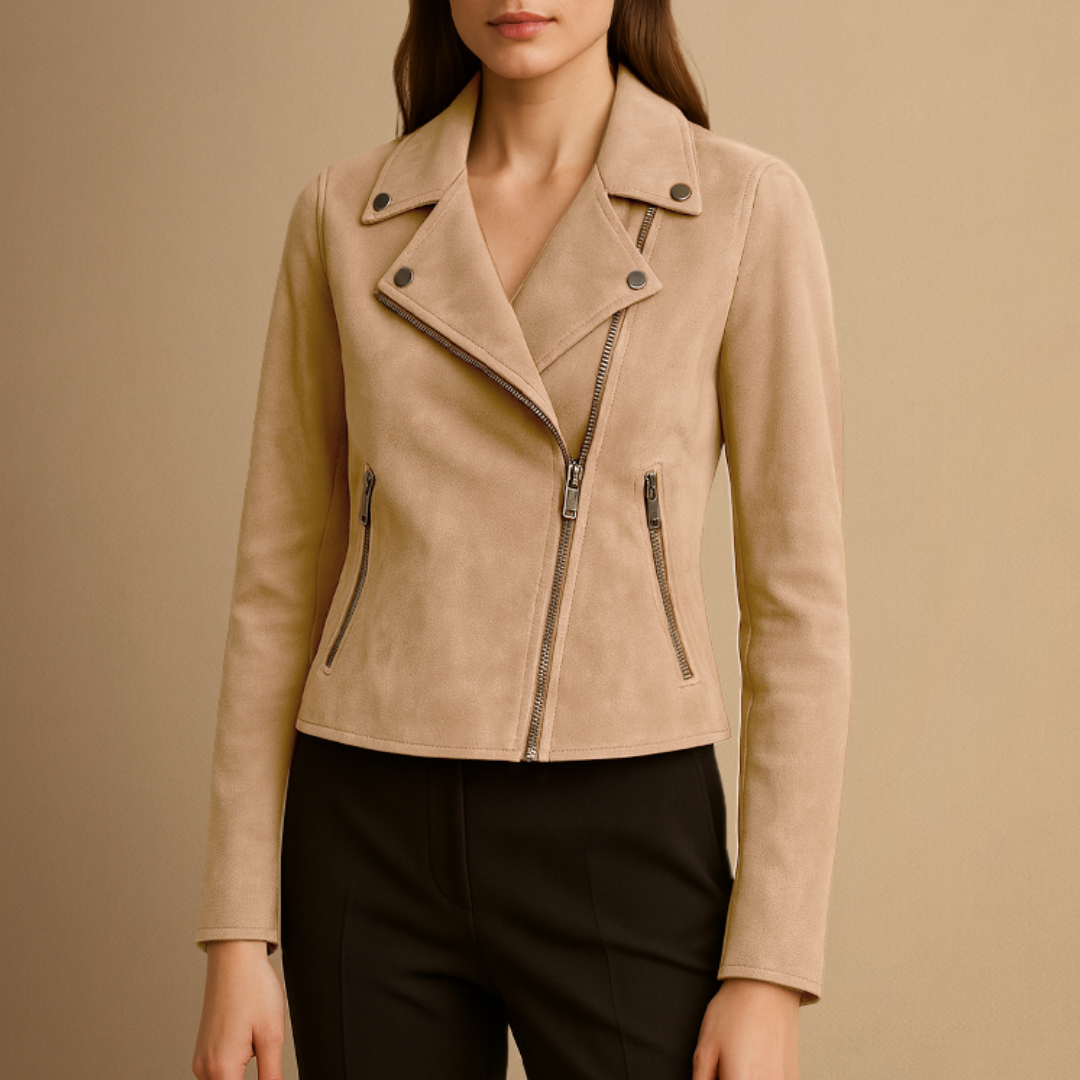 Damen Bikerjacke Aus Wildleder Mit Kurzem Schnitt