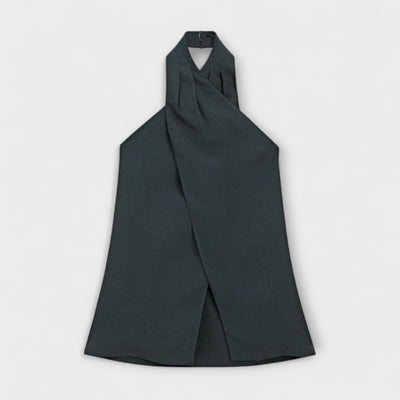 Hannah - Blauer Halter Neck Top mit Rückenausschnitt