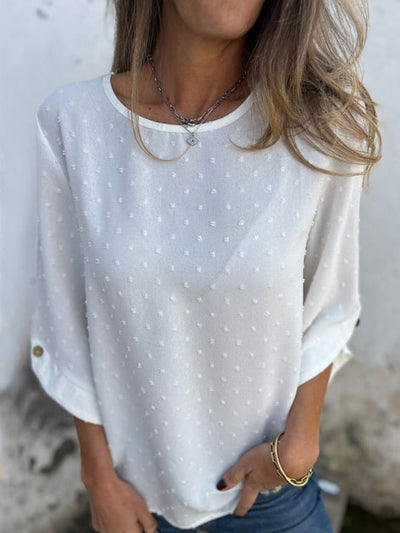 Lyutsiya - Rundhalsausschnitt Bestickt Große Manschetten Freizeithemd