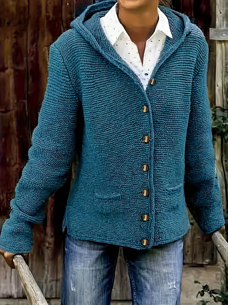 Bressan – Eleganter Strickjacke Mit Langen Ärmeln Und Kapuze