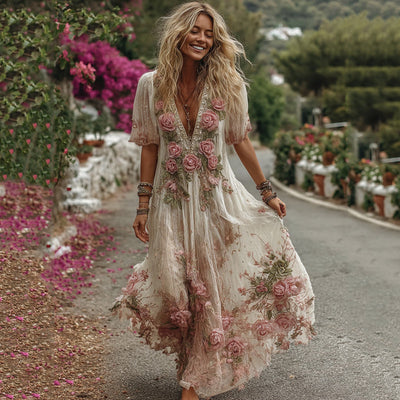 Luletta – Maxi Kleid Mit Blumenstickerei