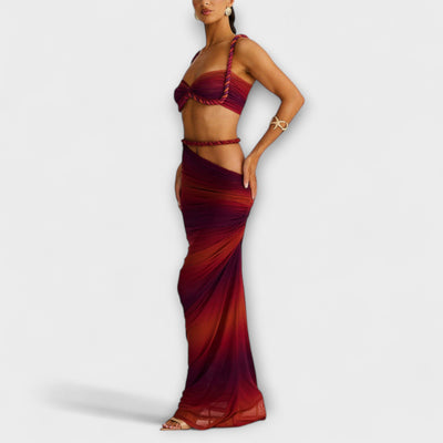 Jane - Schickes Gradient Zopf Crop Top & Overskirt Duo