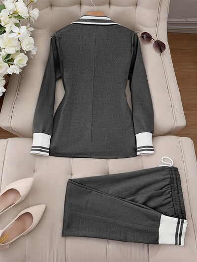 Ingelore - Modischer Gestreifter Zweiteiler Im Satz