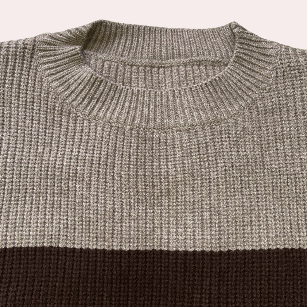 Marga | Damen Zweifarbiger Strickpullover mit Rundhals & Cut-out Ärmeln, Modern & Stylisch