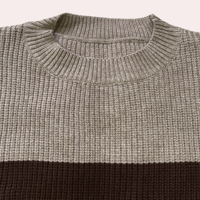 Marga | Damen Zweifarbiger Strickpullover mit Rundhals & Cut-out Ärmeln, Modern & Stylisch