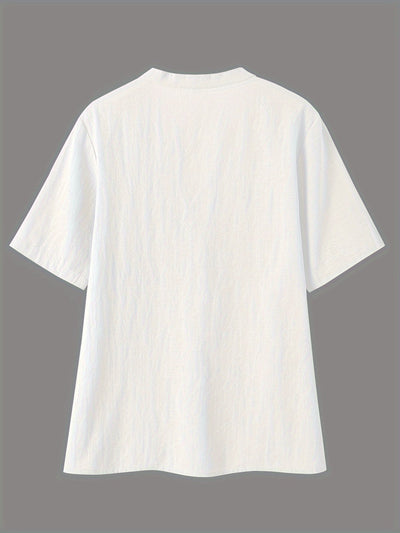 Sharron – Elegante Blusa V-Ausschnitt Mit Knopf