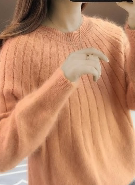 Damen Kaschmirpullover Mit Flauschigem Strickdesign