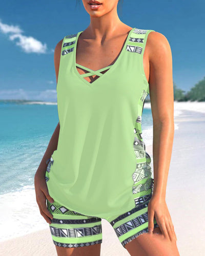 Helena - Tankini mit geometrischem Muster und V-Ausschnitt