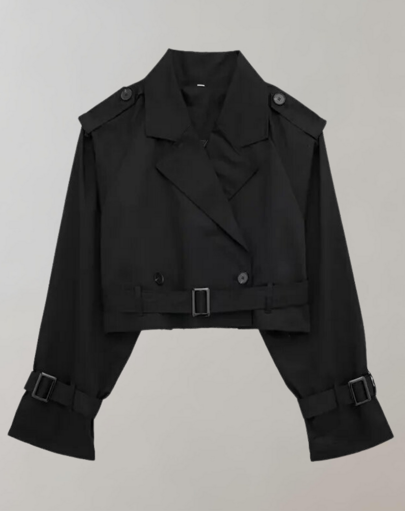 Damen Kurzer Trenchcoat Mit Gürtel Und Langen Ärmeln