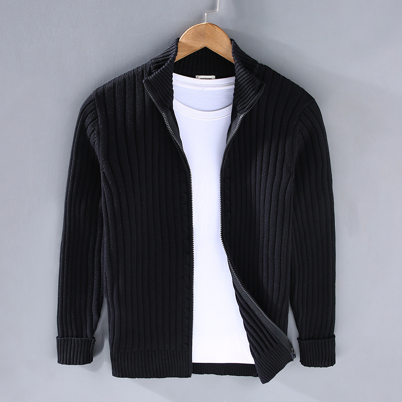 William | Herren Strickjacke mit Reißverschluss | Geripptes Design für Alltag & Freizeit