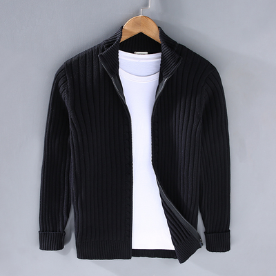 William | Herren Strickjacke mit Reißverschluss | Geripptes Design für Alltag & Freizeit