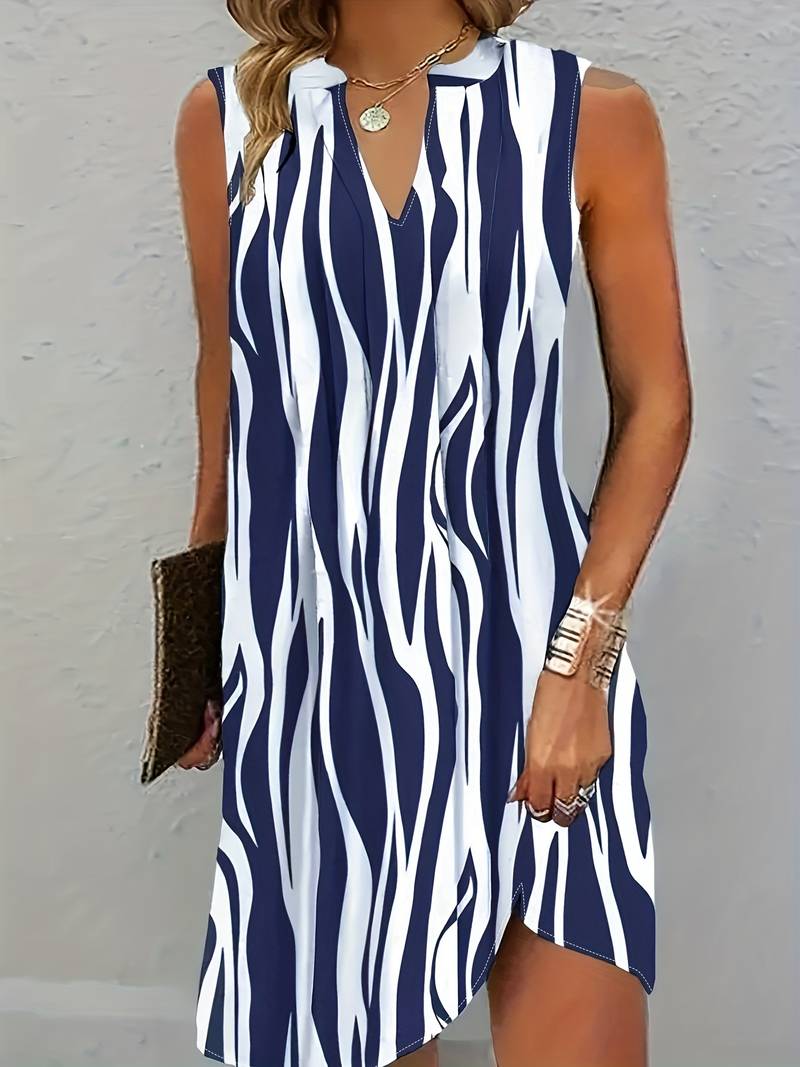 Damen Armelloses Kleid Mit Streifen | Mini