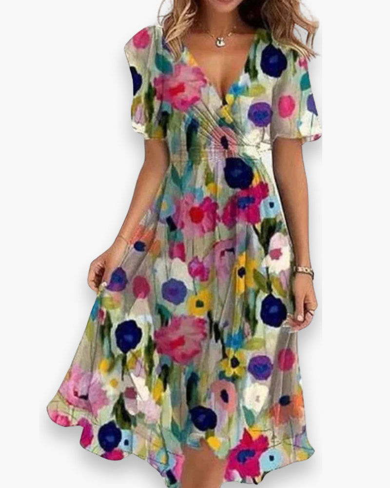 Damen Lässiges Boho Kleid | Midi Gradientenkleid