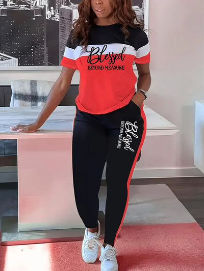 Fotini - Sommer Modischer Kontrastreicher Bunter Sportlicher Anzug