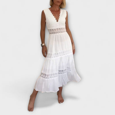 Aurélie - Elegantes V-Ausschnitt Spitzenkleid
