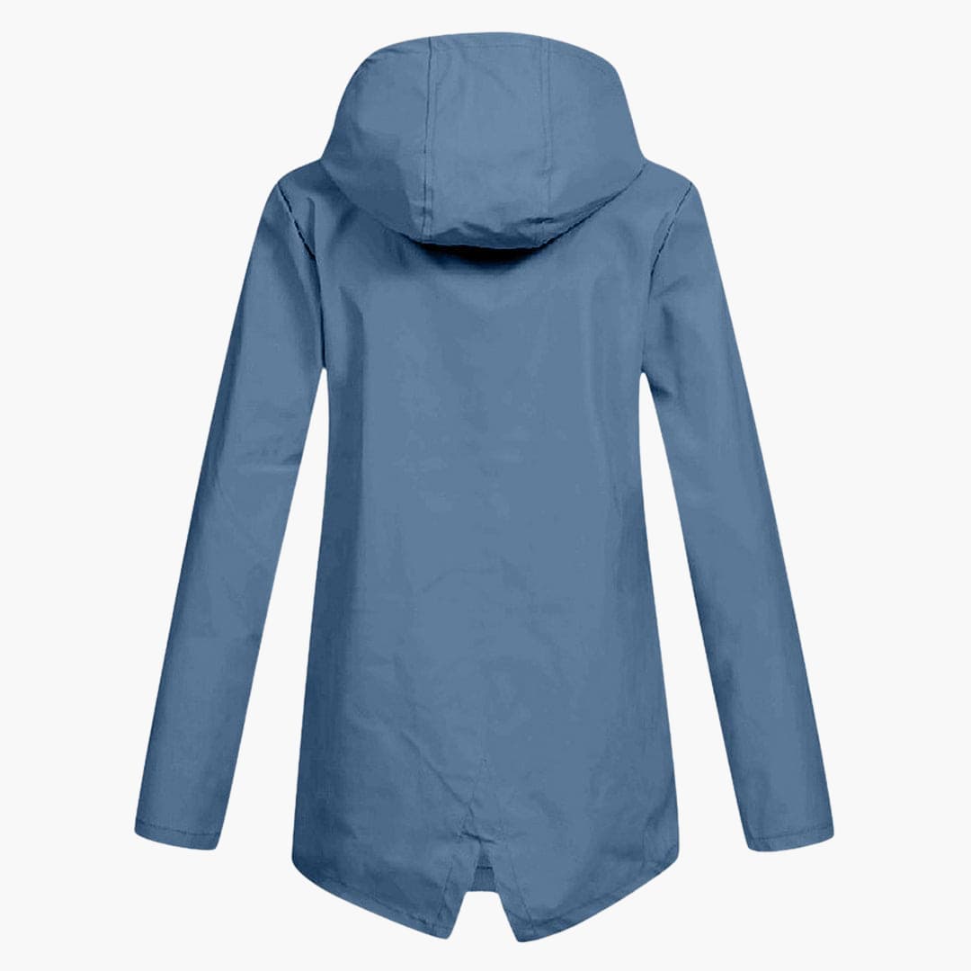 Damen regenmantel mit verstellbarer Kapuze und Reißverschluss