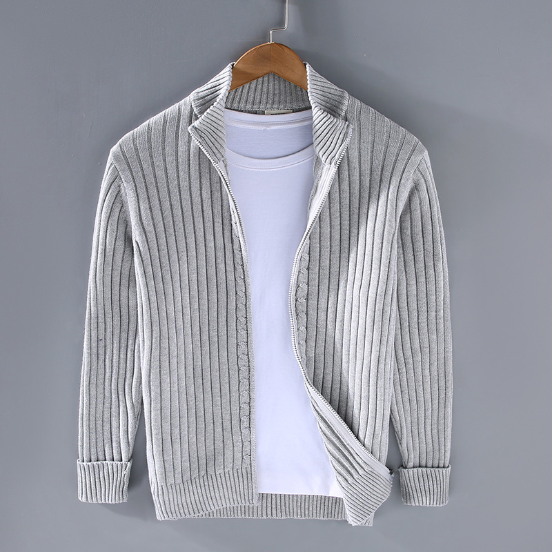 William | Herren Strickjacke mit Reißverschluss | Geripptes Design für Alltag & Freizeit
