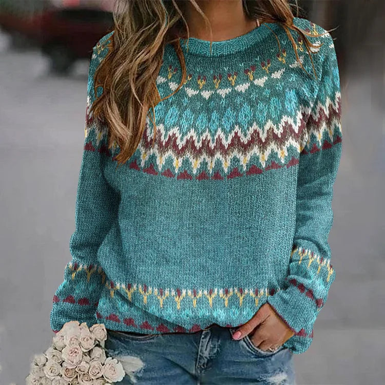 Kira® | Bequemes Sweatshirt mit Retro-Wellenmuster