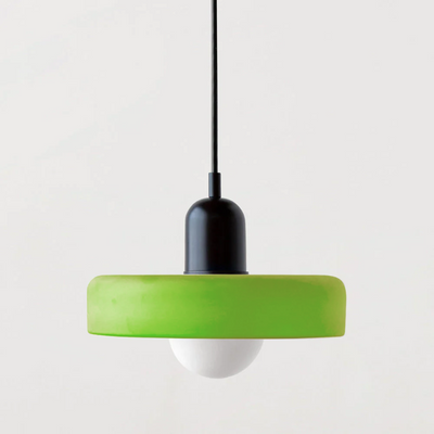 Bauhaus Pendelleuchte aus farbigem Glas für Esstisch – Moderne Hängeleuchte mit G9 Fassung, verstellbare Aufhängung, Ø25-35 cm