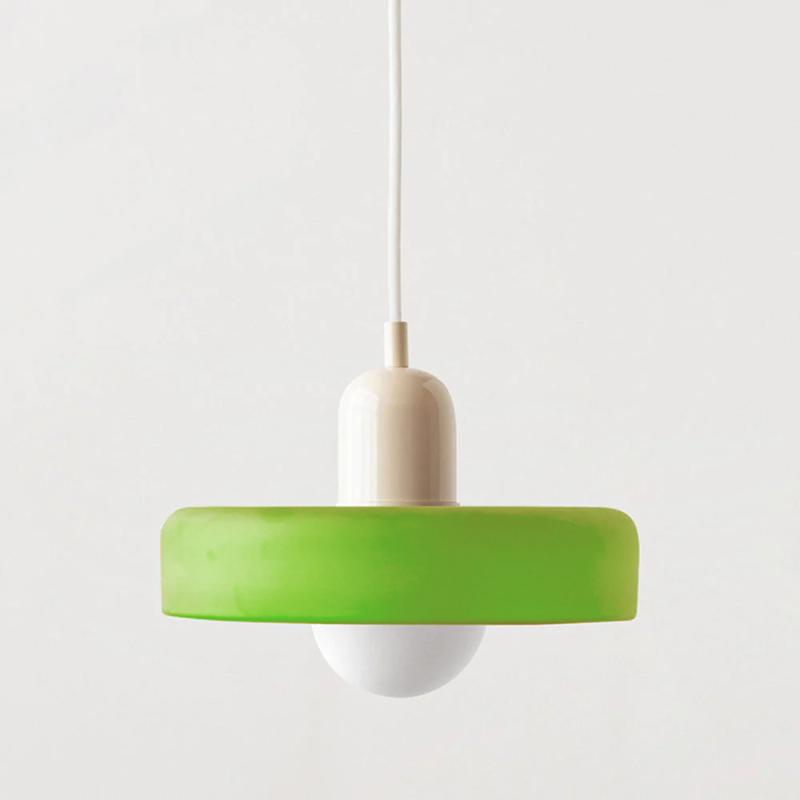 Bauhaus Pendelleuchte aus farbigem Glas für Esstisch – Moderne Hängeleuchte mit G9 Fassung, verstellbare Aufhängung, Ø25-35 cm