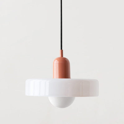 Bauhaus Pendelleuchte aus farbigem Glas für Esstisch – Moderne Hängeleuchte mit G9 Fassung, verstellbare Aufhängung, Ø25-35 cm