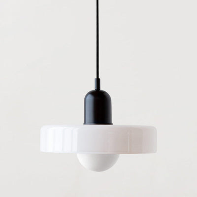 Bauhaus Pendelleuchte aus farbigem Glas für Esstisch – Moderne Hängeleuchte mit G9 Fassung, verstellbare Aufhängung, Ø25-35 cm