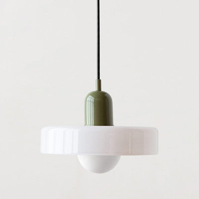 Bauhaus Pendelleuchte aus farbigem Glas für Esstisch – Moderne Hängeleuchte mit G9 Fassung, verstellbare Aufhängung, Ø25-35 cm