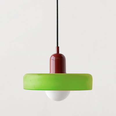 Bauhaus Pendelleuchte aus farbigem Glas für Esstisch – Moderne Hängeleuchte mit G9 Fassung, verstellbare Aufhängung, Ø25-35 cm